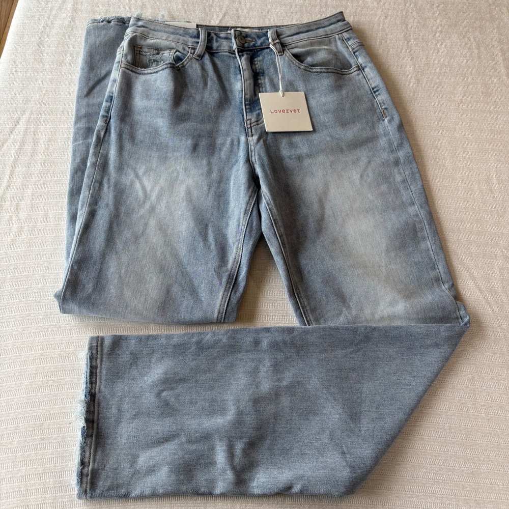 Lovervet by Vervet 90s Vintage Straight Jeans Light Wash Distressed LV1032 30